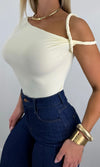 SYDNEY ASYMMETRICAL TWIST TOP (BUTTER)