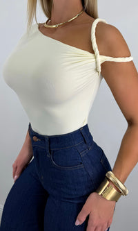 SYDNEY ASYMMETRICAL TWIST TOP (BUTTER)