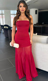MELINDA STRAPLESS MESH MAXI DRESS (WINE)