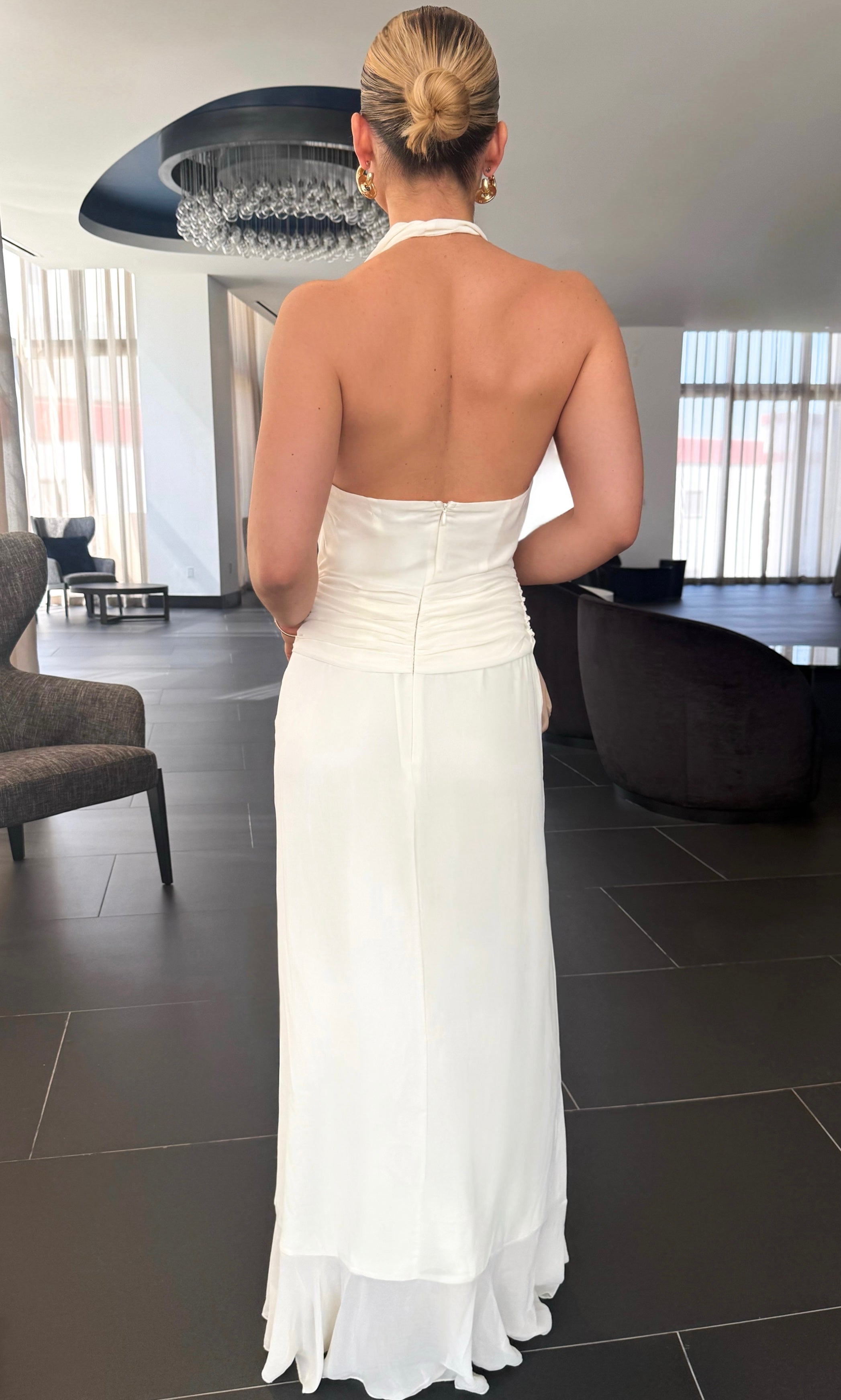 NATASHA DRAPE COWL NECK MAXI DRESS