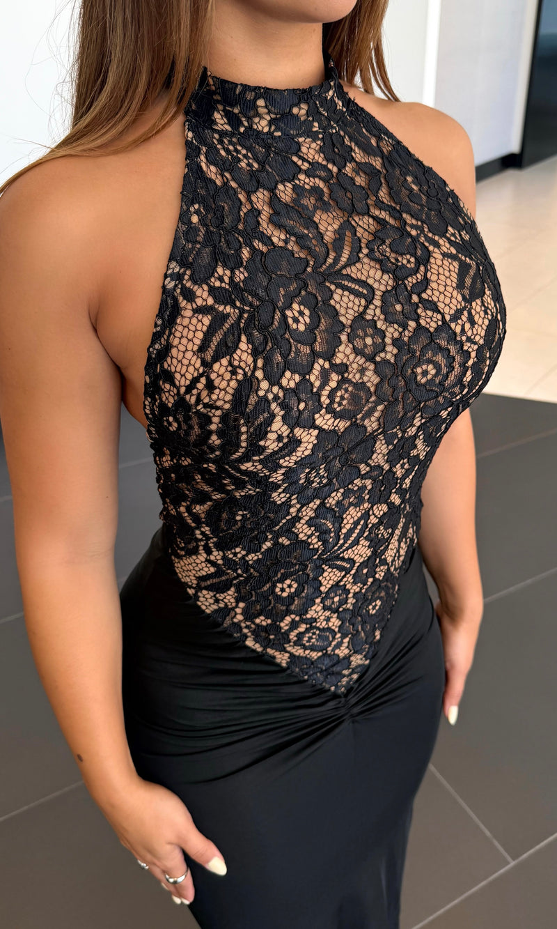 TRACEY LACE HALTER MAXI DRESS