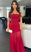 MELINDA STRAPLESS MESH MAXI DRESS (WINE)