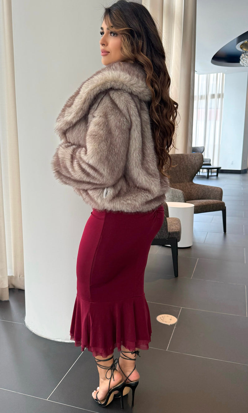 GABRIELLA SHAWL FAUX FUR JACKET