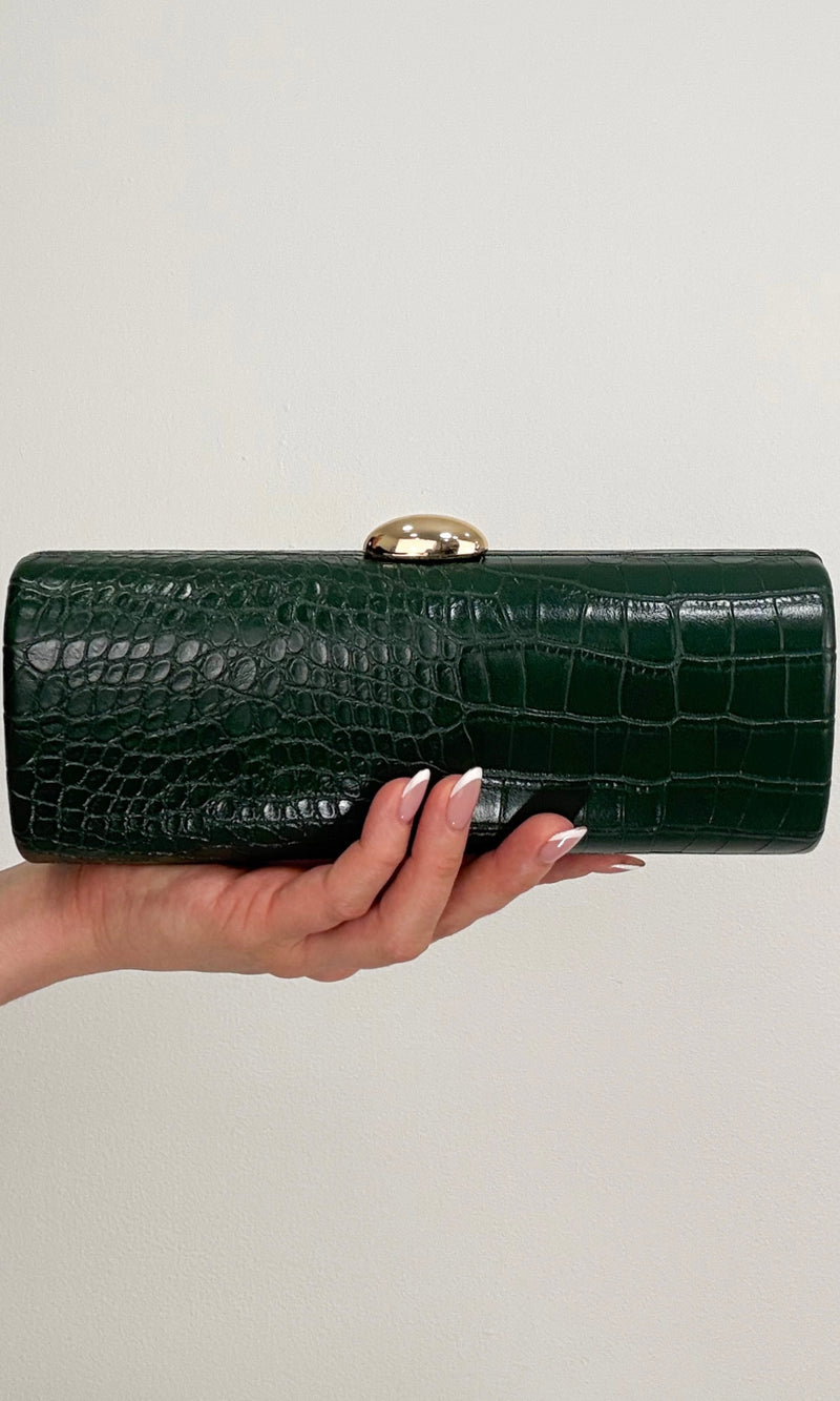 CROC LEATHER BAG (FOREST GREEN)