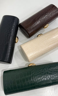 CROC LEATHER BAG (CHOCOLATE)