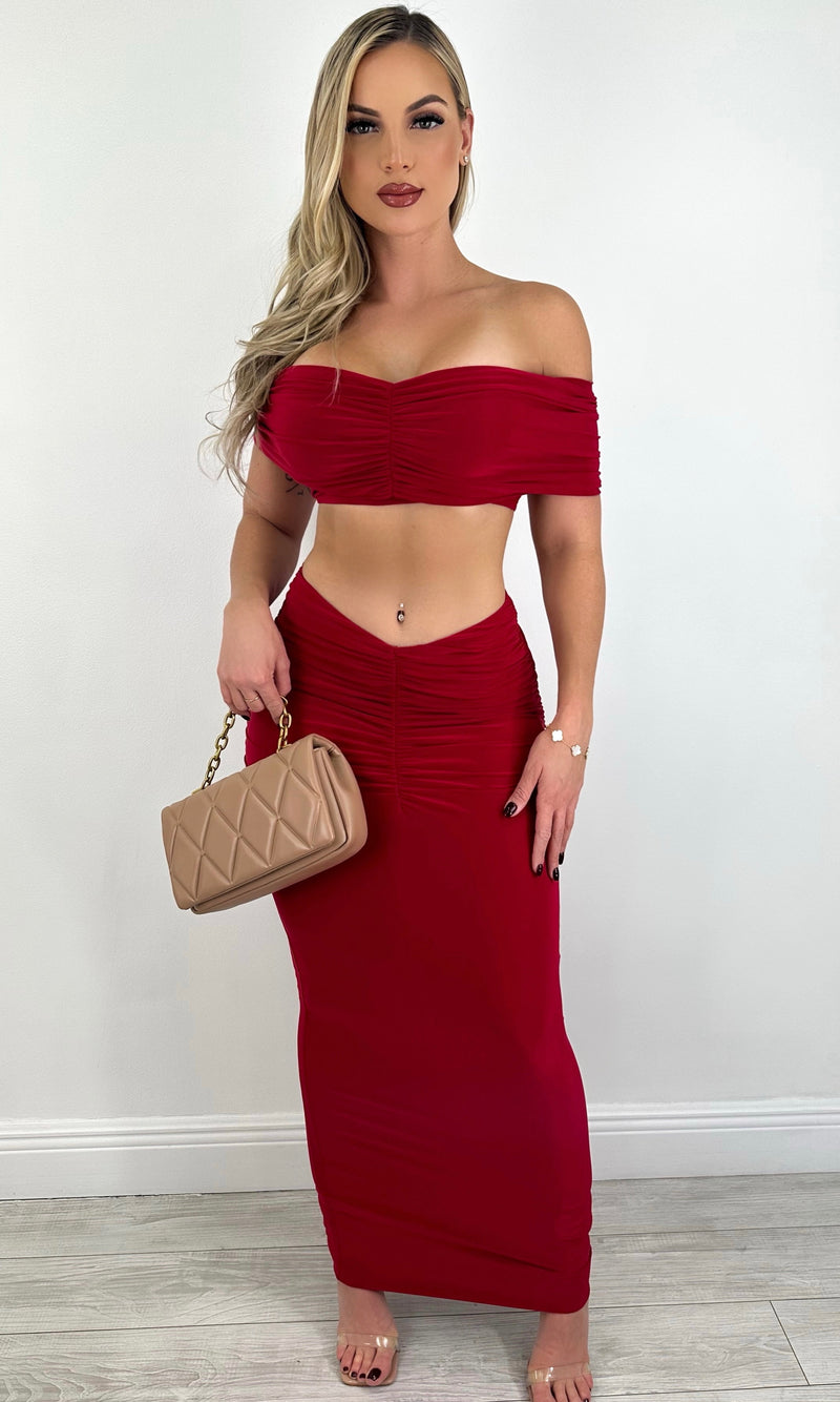 STACEY MAXI SKIRT SET (RED)