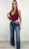 LARA LEATHER CORSET (CHERRY)