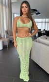 ANGELA KNIT FLOWER SKIRT SET (GREEN)