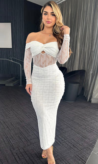 JASMINE OFF SHOULDER MIDI DRESS (WHITE)