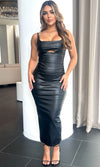 GINA LEATHER MAXI DRESS