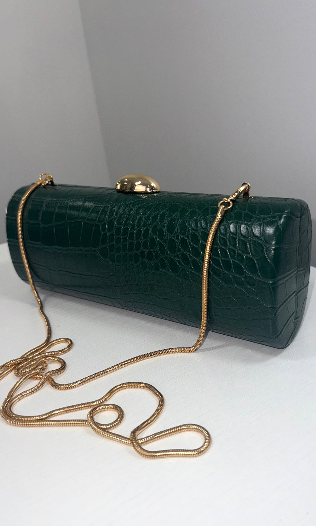 CROC LEATHER BAG (FOREST GREEN)