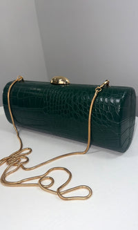CROC LEATHER BAG (FOREST GREEN)