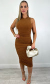NADIA RUCHED MIDI DRESS