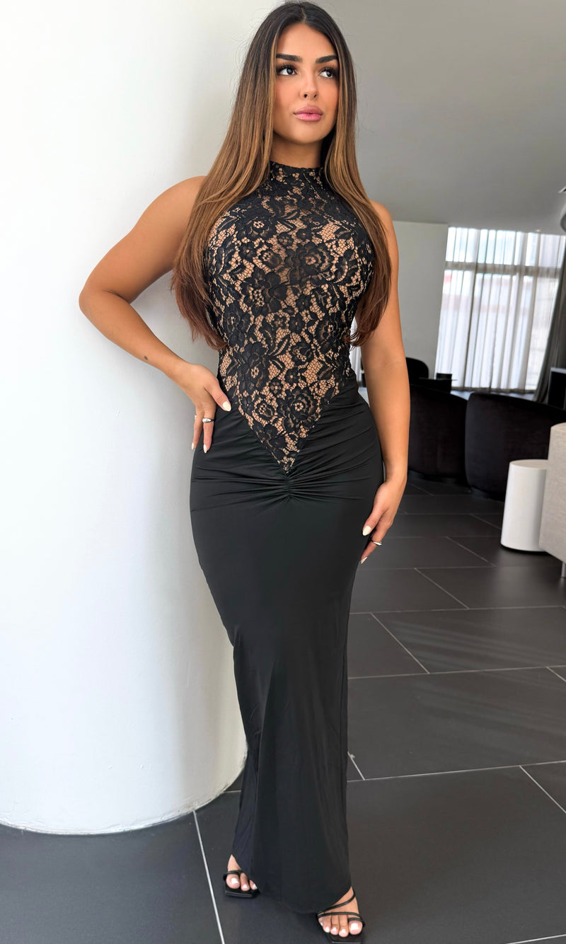 TRACEY LACE HALTER MAXI DRESS