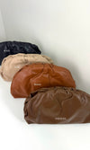 CLOUD LEATHER RUCHED CLUTCH (NUDE)