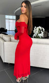 PAULINA OFF SHOULDER MESH MAXI DRESS