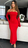 PAULINA OFF SHOULDER MESH MAXI DRESS