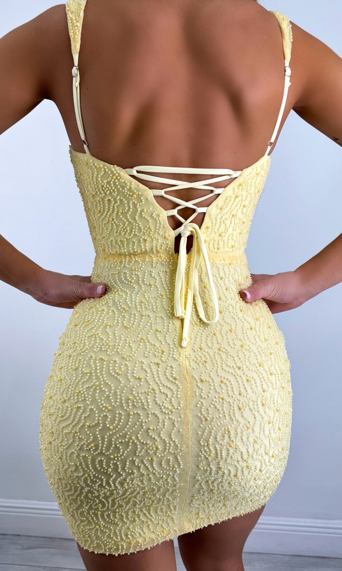 CHASSIDY BEADED EMBELLISHED MINI (YELLOW)