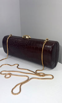 CROC LEATHER BAG (CHOCOLATE)