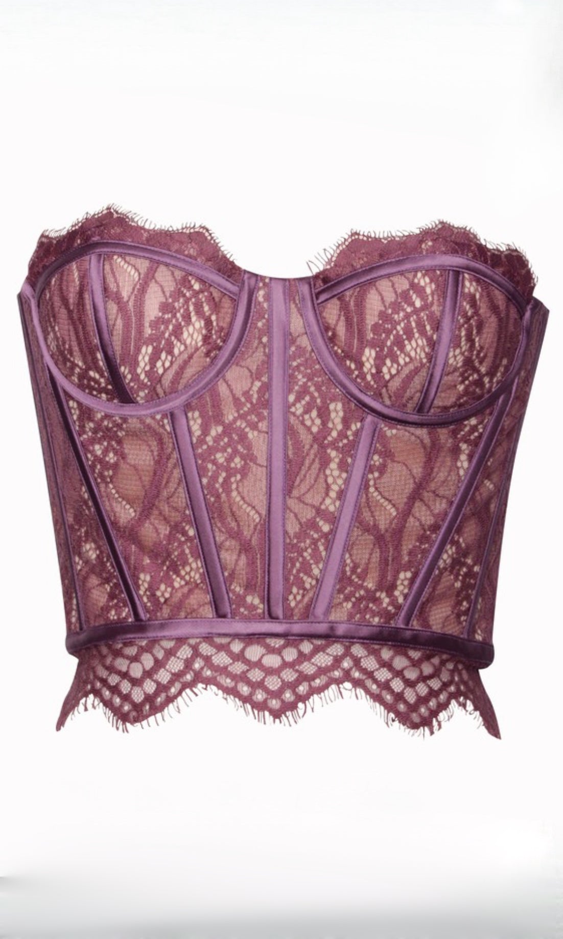 Purple Lace Strapless Corset Top