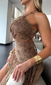 PAULA SHIMMER MESH MAXI DRESS