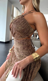 PAULA SHIMMER MESH MAXI DRESS