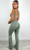 LITZA SCRUNCH FLARE JUMPSUIT (SAGE)