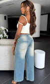 VALERIA WIDE LEG WASHED DENIM JEANS