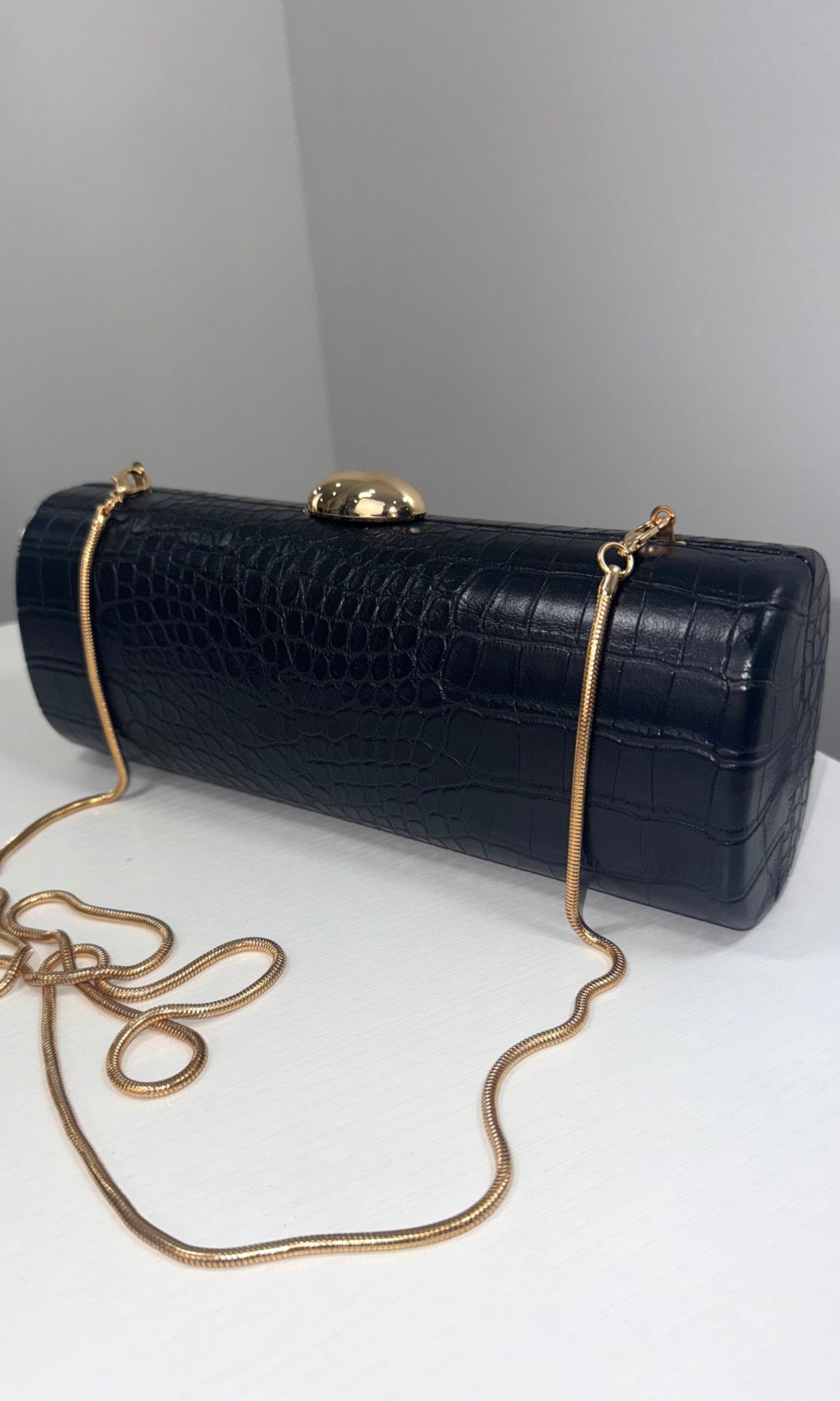 CROC LEATHER BAG (BLACK)