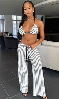 STEFANY STRIPE KNIT 3PC PANT SET