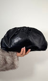 CLOUD LEATHER RUCHED CLUTCH (BLACK)