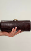 CROC LEATHER BAG (CHOCOLATE)
