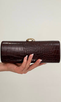 CROC LEATHER BAG (CHOCOLATE)