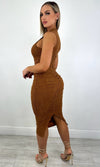NADIA RUCHED MIDI DRESS