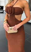 ROSE CROCHET KNIT MAXI (BROWN)