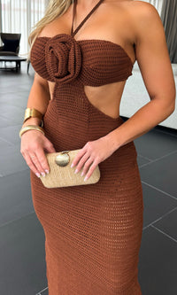 ROSE CROCHET KNIT MAXI (BROWN)