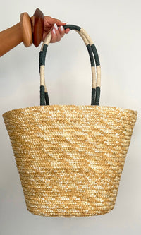 FAUX STRAW CHERRY TOTE BAG