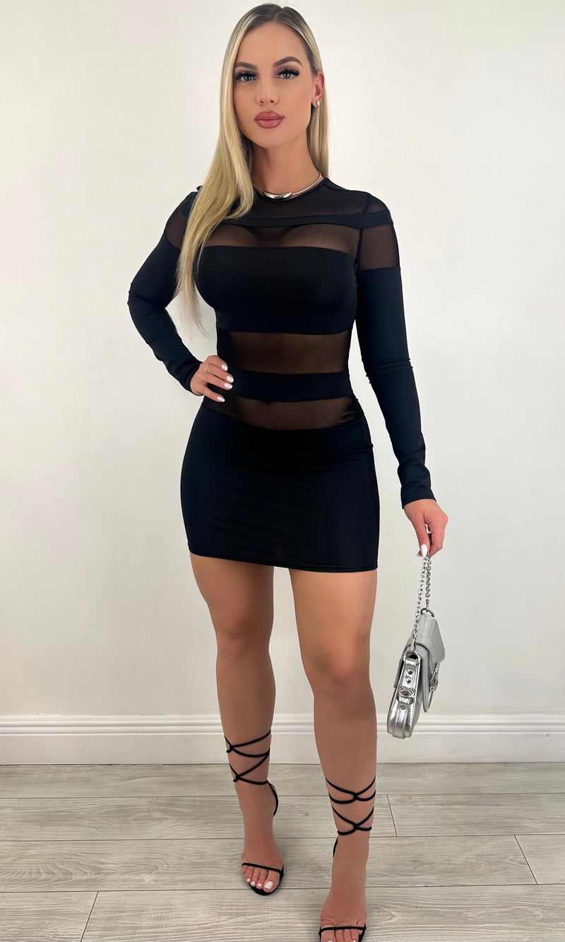 BRITTNEY MESH CONTRAST MINI DRESS