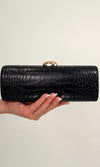 CROC LEATHER BAG (BLACK)