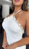 LIZZY MARBLE HALTER MINI DRESS