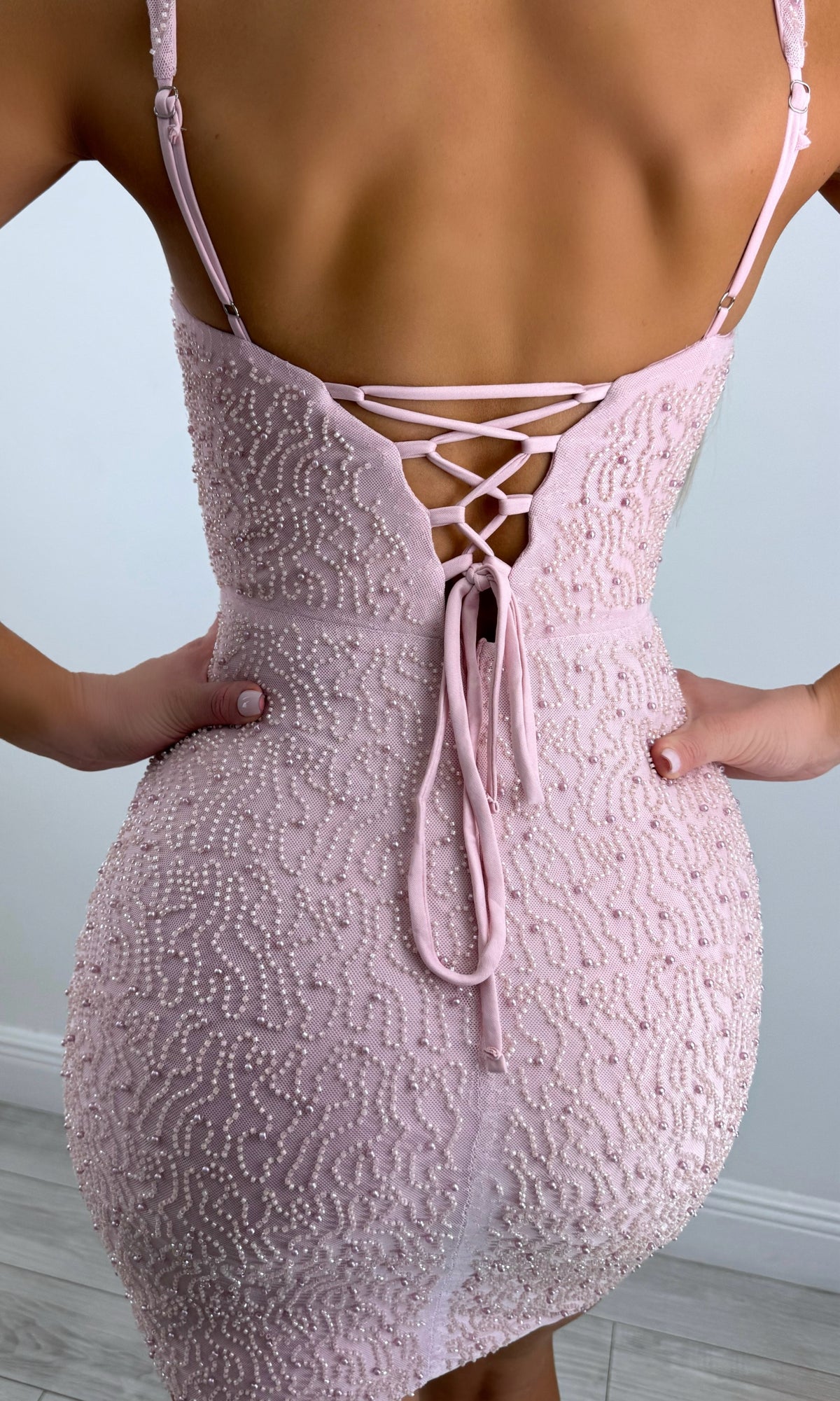 CHASSIDY BEADED EMBELLISHED MINI (PINK)
