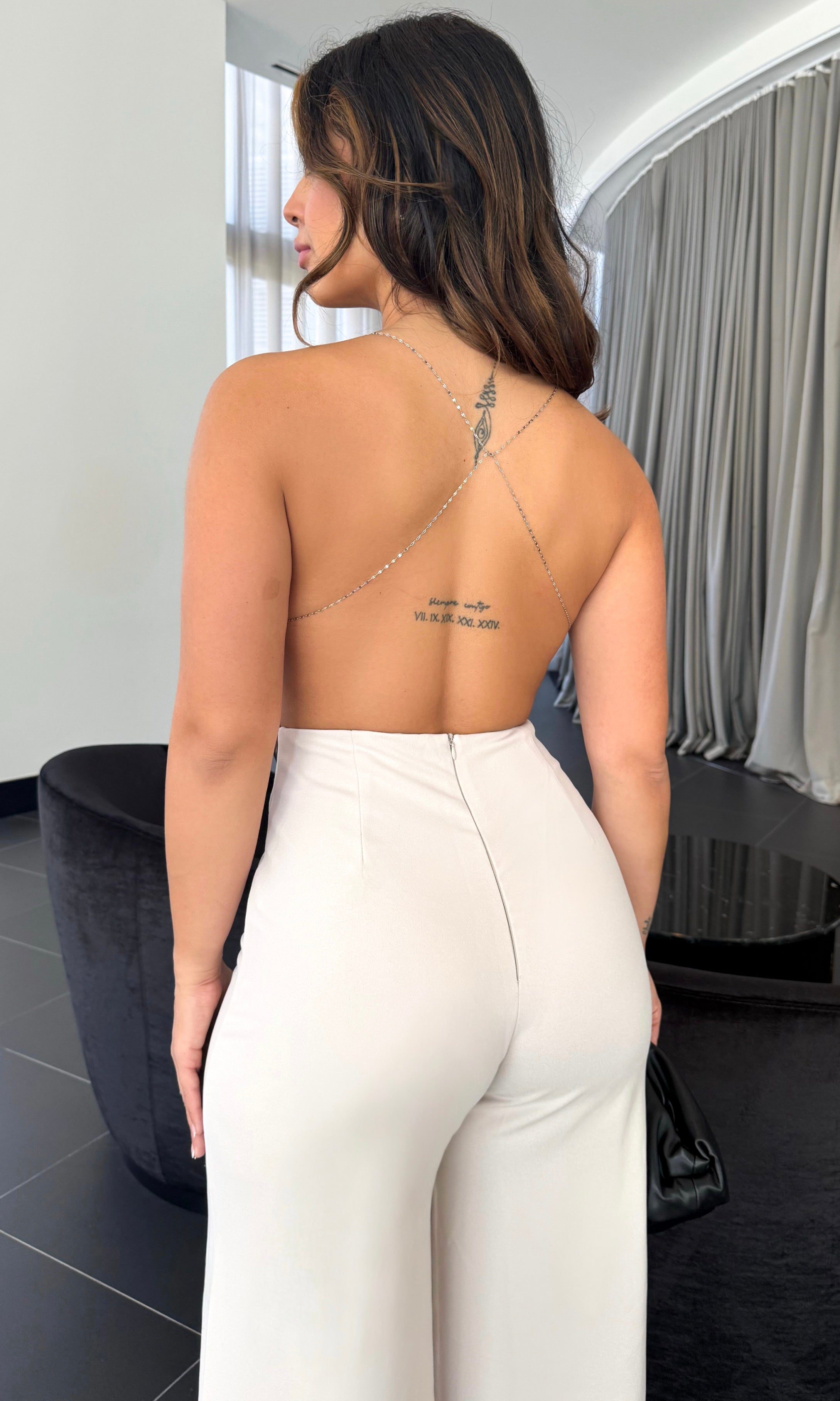 ARYA LEOPARD CHAIN COWL TOP