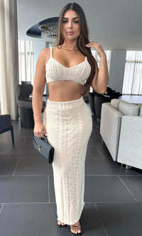 ROXY COTTON CABLE KNIT SKIRT SET