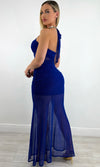 VALENTINA MESH RUFFLE MAXI DRESS (ROYAL BLUE)