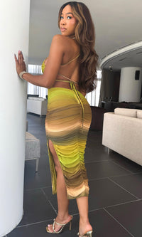 CARLA RUCHED MESH MIDI (OMBRE)
