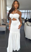 YESENIA SMOCKED RUFFLE MAXI DRESS