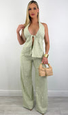 BRITNEY FRAYED LINEN PANT SET
