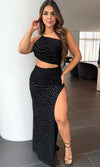 NORY ZEBRA VELVET ASYMMETRICAL MAXI (BLACK)
