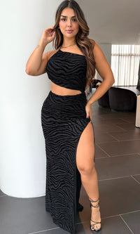 NORY ZEBRA VELVET ASYMMETRICAL MAXI (BLACK)
