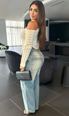 TRISHA ASYMMETRIC RIBBED KNIT TOP
